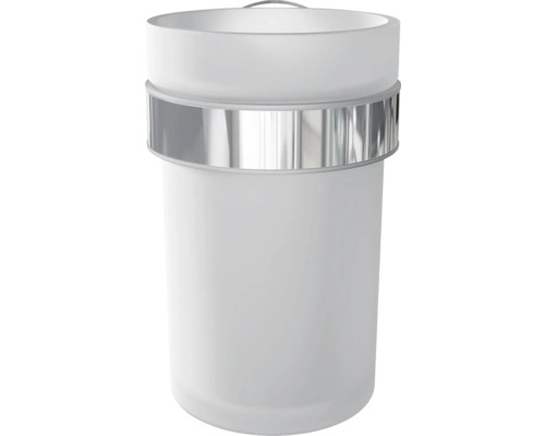 Weißer Kosmetikmülleimer mit silberfarbenem Ring