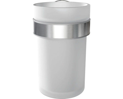 Weißer Abfalleimer aus Kunststoff mit Metallelement