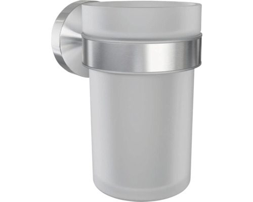 Wand-Zahnputzbecherhalter aus satiniertem Glas und Metall