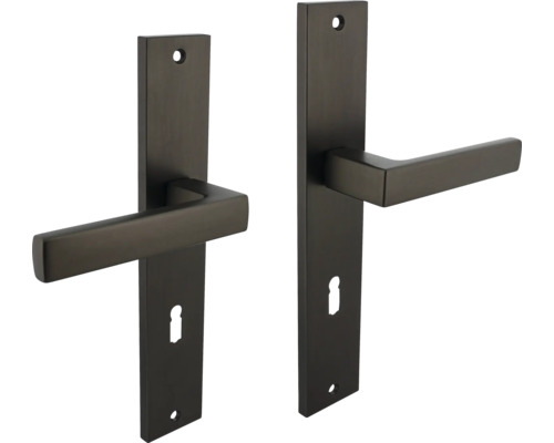 Beschlagset Hera Drücker/Drücker Langschild Buntbart Zamac/Aluminium, anthrazit Türdrückergarnitur mit Langschild für Innentüren