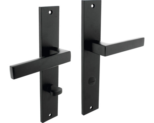 Beschlagset Hera Drücker/Drücker Rosette WC+ Bad Riegel Zamac/Aluminium, schwarz Schwarze Türgriffe für Innentüren im Set