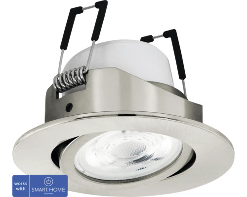 LED Einbauleuchte EGLO crosslink.z 31697 LED 5 W 400 lm 2700 K 1 -flammig Ø 88 mm nickel-matt IP 20, 1 Stück - Kompatibel mit SMART HOME by hornbach Einbaustrahler aus Metall mit schwenkbarem Leuchtmittel