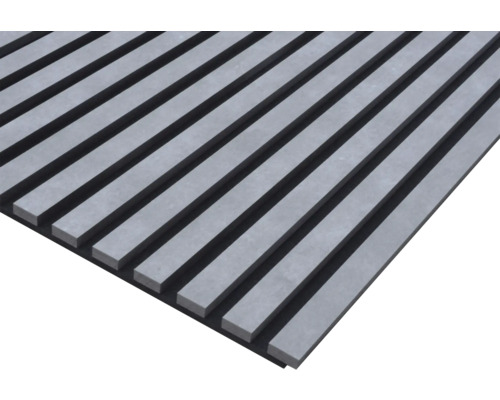 Akustikpaneel mit PES-Filz und MDF foliert Beton 1195 x 572,5 x 19 mm Akustikpaneel mit Lamellenstruktur