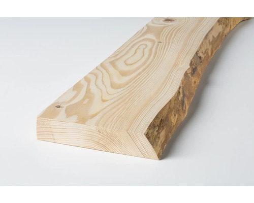 Massivholzbrett Schwarzwald Tanne einseitig unbesäumt 1220 x 235 x 40 mm Holzbrett mit Baumkante