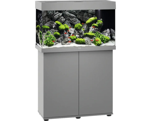 Aquariumkombination mit Unterschrank, inklusive Dekoration, Fischen und Pflanzen