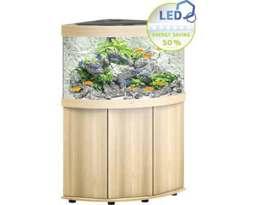 Eckaquarium mit Unterschrank und LED Beleuchtung