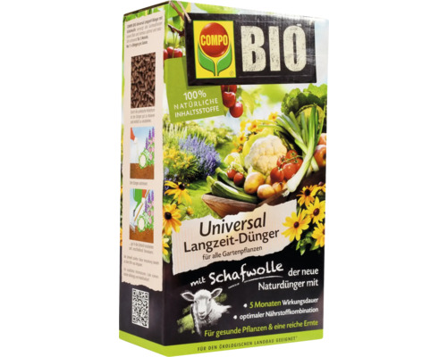 Packung COMPO Bio Universal Langzeit-Dünger mit Schafwolle für Gartenpflanzen