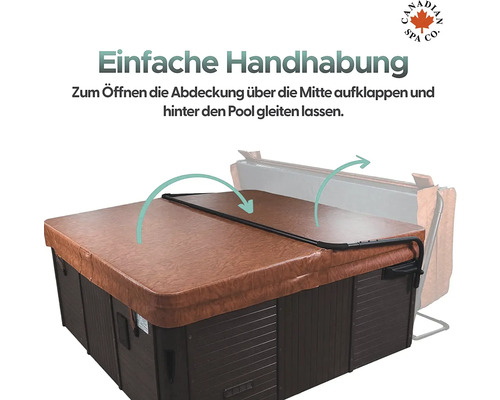Whirlpool mit Abdeckung und Abdeckungsheber zur einfachen Handhabung