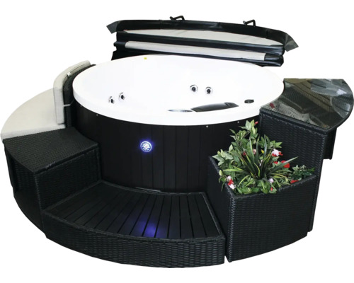 Runder Whirlpool mit Abdeckung und Verkleidung