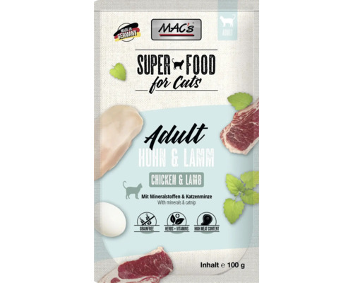 Katzenfutter nass MAC's Pouch Pack Lamm und Rind 100 g