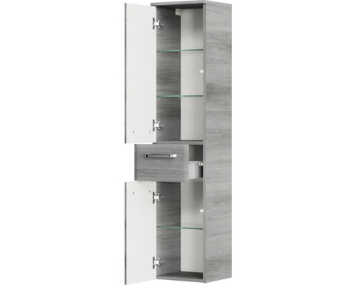 Badezimmer Hochschrank mit zwei Türen, einer Schublade und Glasböden für Badezimmerausstattung