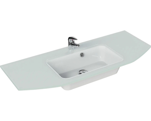 Waschtisch mit Glasplatte und Armatur