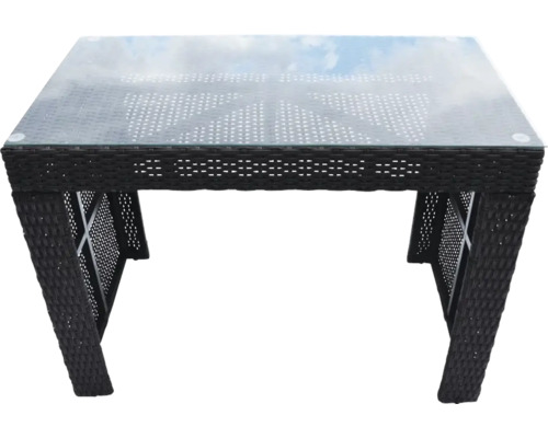 Gartentisch mit Glasplatte und Rattanoptik