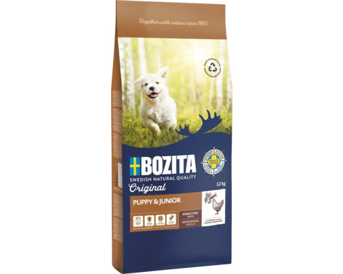 Hundefutter trocken BOZITA Original Puppy & Junior 12 kg , Huhn, weizenfrei, mit getrockneten Heidel- und Preisbeeren, Hagebutte Hundefutter trocken BOZITA Original Puppy & Junior 12 kg , Huhn, weizenfrei, mit getrockneten Heidel- und Preisbeeren, Hagebutte