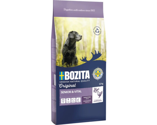 Hundefutter trocken BOZITA Original Adult Senior & Vital 12 kg , Huhn, weizenfrei, mit getrockneten Heidel- und Preisbeeren, Hagebutte Hundefutter trocken BOZITA Original Adult Senior & Vital 12 kg , Huhn, weizenfrei, mit getrockneten Heidel- und Preisbeeren, Hagebutte
