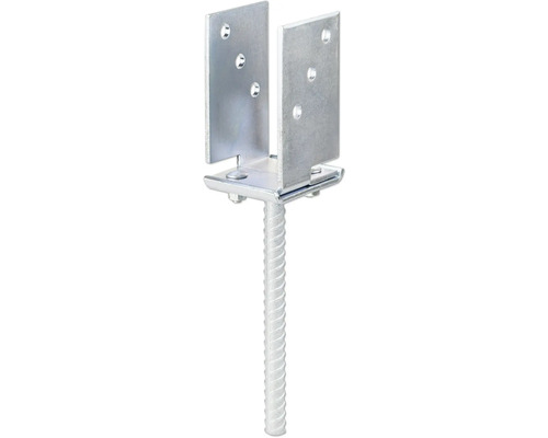 U-Pfostenträger verstellbar z. Einbetonieren 71-131 x 110 x 200 mm galv. verzinkt, dickschichtpassiviert 1 Stück Pfostenanker mit Anker zum Einbetonieren
