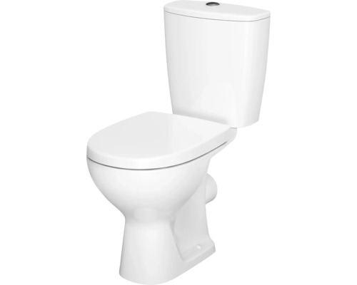 Standtiefspülklosett Kombination Form & Style Natuna spülrandlos Abgang waagrecht weiß glänzend mit WC-Sitz