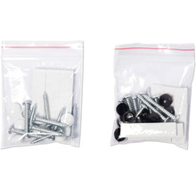 Schrauben-Set mit Abdeckkappen in durchsichtiger Verpackung