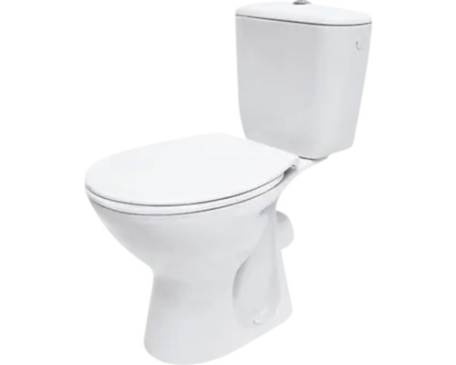 Standtiefspülklosett Kombination Form & Style Negros Abgang waagrecht weiß glänzend mit WC-Sitz