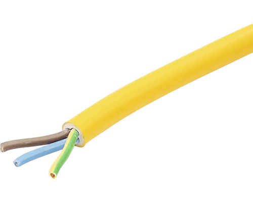 Gelbes Elektrokabel mit drei Adern