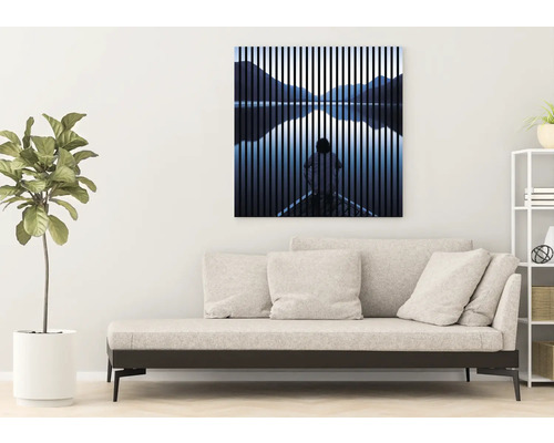 Wohnzimmerdekoration mit Leinwanddruck mit Bergseeszene