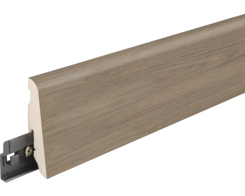 Fußleiste mit Holzdekor und Clip-Befestigung