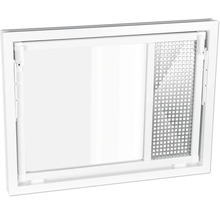 Weißes Fenster mit integriertem Insektenschutzgitter