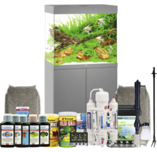 Aquarium-Komplettset mit Schrank, Filtermaterial, Wasseraufbereiter, Thermometer und Fischfutter