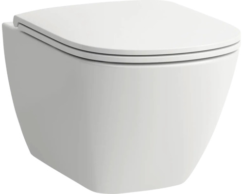 Wandtiefspülklosett-Set Laufen Lua spülrandlos weiß glänzend mit WC-Sitz