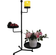Etagenständer mit LED Kerze, Dekoschmuck und Blumenarrangement