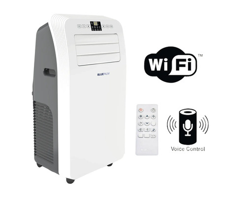 Mobiles Klimagerät BLUEPALM 12.000 BTU 1350 W bis 105 m³ Raumgröße, mit WiFi, Smart Home fähig, weiß/schwarz Mobiles Klimagerät mit Fernbedienung, WLAN und Sprachsteuerung