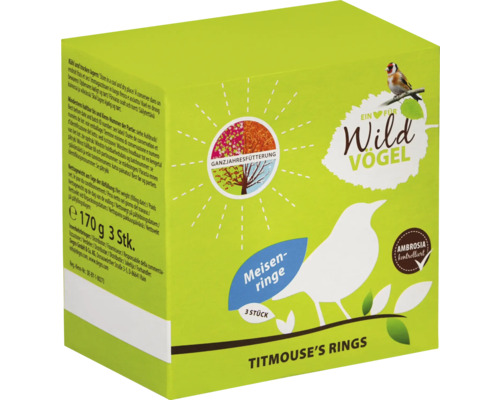 Wildvogelfutter Ein Herz für Wildvögel Meisenringe 3er Pack auch zur Ganzjahresvogelfütterung, Ambrosia kontrolliert