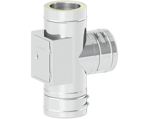 T-Stück Jeremias DW-FU mit gegenüberliegenden Reinigungselement Ø130mm Edelstahl-T-Stück mit Reinigungsöffnung für Abgasanlagen