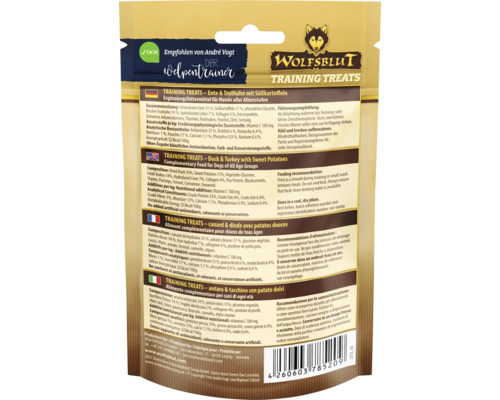 Wolfsblut Training Treats Ente und Truthahn mit Süßkartoffeln Rückseite