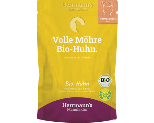 Herrmann''s Manufaktur Volle Möhre Bio-Huhn Katzenfutter für erwachsene Katzen