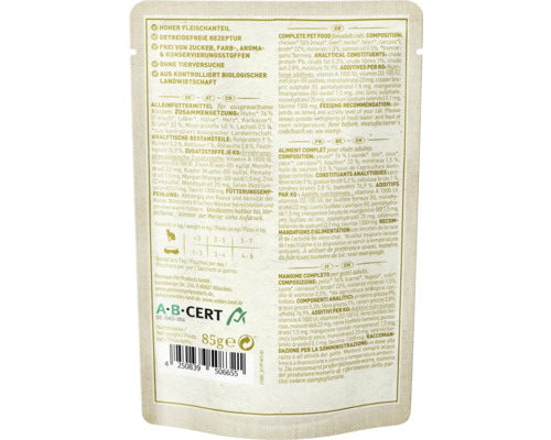 Informationen zu Zusammensetzung, Inhaltsstoffen und Hersteller des Katzenfutters