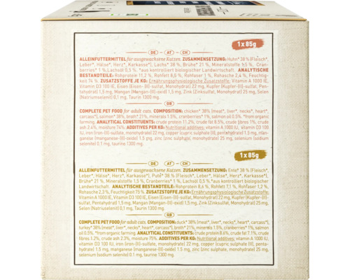 Informationen zu Zusammensetzung und Inhaltsstoffen von Katzenfutter