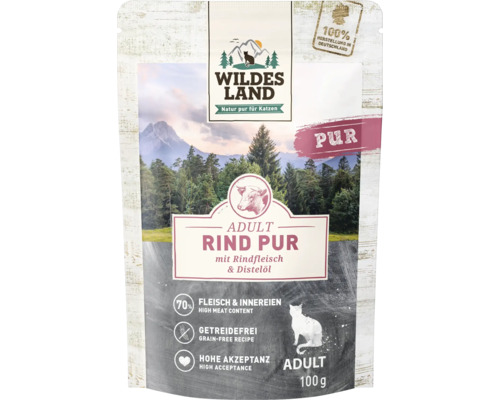 Wildes Land Katzenfutter Adult Rind Pur 100g