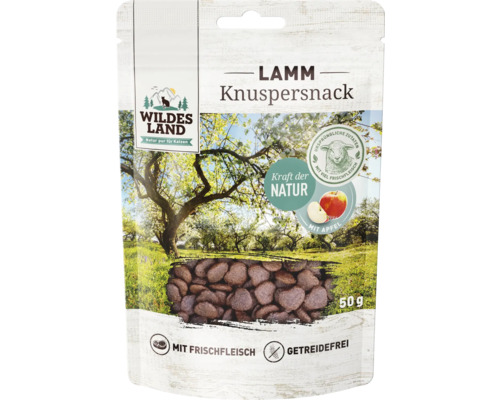 Katzensnack WILDES LAND Knuspersnack Lamm mit Apfel mit wertvollen Superfoods, getreidefrei, Glutenfrei 50 g