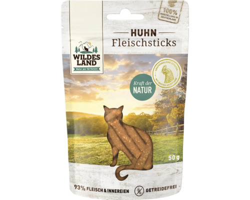 Katzensnack WILDES LAND Huhn Pur Sticks mit wertvollen Superfoods, getreidefrei, Glutenfrei 50 g