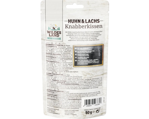 Wildes Land Knabberkissen Huhn & Lachs Katzenfutter 50g
