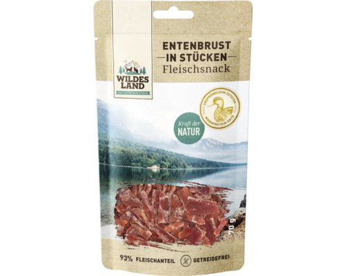 Katzensnack WILDES LAND Entenbrust in Stücken 70 g Wildes Land Entenbrust-Stückchen-Fleischsnack, getreidefrei