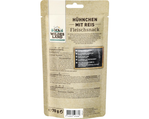 Wildes Land Hühnchen mit Reis Fleischsnack für Hunde und Katzen