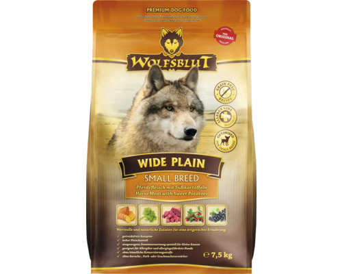 Hundefutter trocken WOLFSBLUT Wide Plain Small Breed mit wertvollen Superfoods, getreidefrei, Glutenfrei 7,5 kg