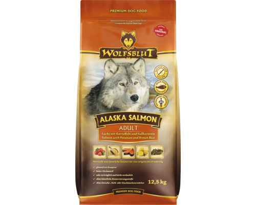 Hundefutter trocken WOLFSBLUT Alaska Salmon Adult mit wertvollen Superfoods, getreidefrei, Glutenfrei 12,5 kg