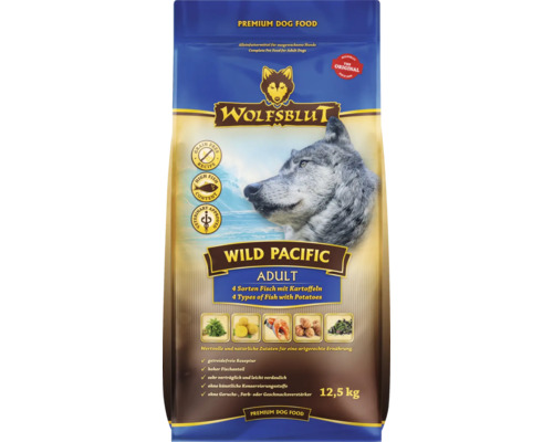 Hundefutter trocken WOLFSBLUT Wild Pacific Adult mit wertvollen Superfoods, getreidefrei, Glutenfrei 12,5 kg