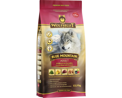 Hundefutter trocken WOLFSBLUT Blue Mountain Adult mit wertvollen Superfoods, getreidefrei, Glutenfrei 12,5 kg