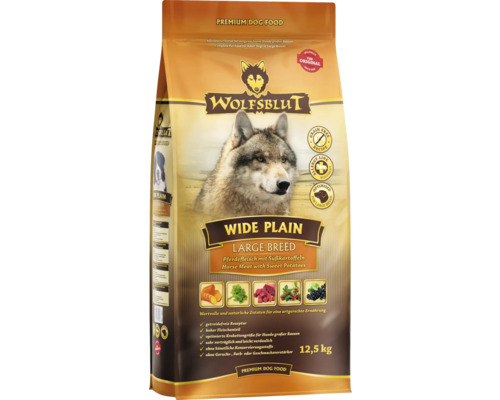 Wolfsblut Wide Plain Trockenfutter für Hunde großer Rassen mit Pferdefleisch und Süßkartoffeln, 12,5 kg