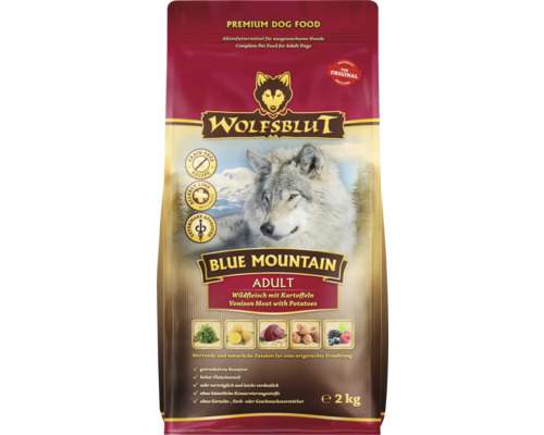 Hundefutter trocken WOLFSBLUT Blue Mountain Wild und Kaninchen mit Kartoffeln mit wertvollen Superfoods, getreidefrei, Glutenfrei 2 kg