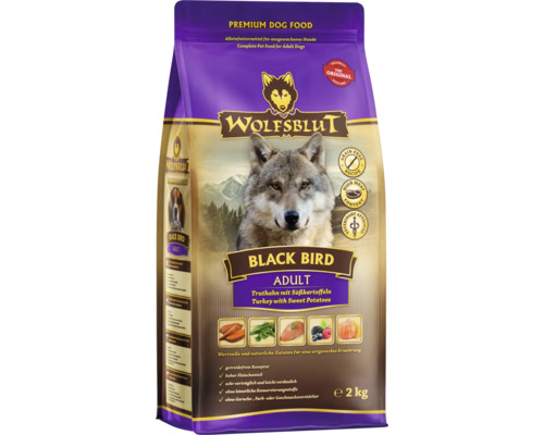 Wolfsblut Black Bird Trockenfutter für ausgewachsene Hunde, Truthahn und Süßkartoffel, 2 kg